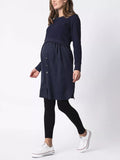 Tulia 2-in-1 Maternity & Nursing Sweater Shirt Dress in Navy