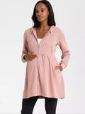 Shelby Maternity & Babywearing Hooded Zip-Up Tunic in Blush