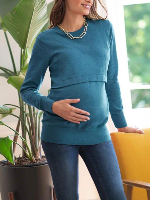Elyn Maternity & Nursing Sweater in Teal