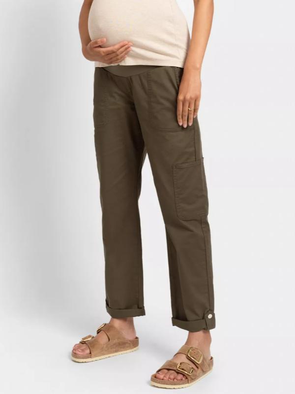 Ledger Underbump Maternity Cargo Pants in Khaki
