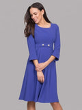 Valeree Square Neck Maternity Dress in Blue