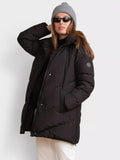 Adena Quilted Maternity and Babywearing Short Puffer Coat in Black