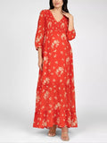 Josie Maternity Maxi Dress in Red Print