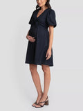 Aviana Maternity Bow Dress in Navy