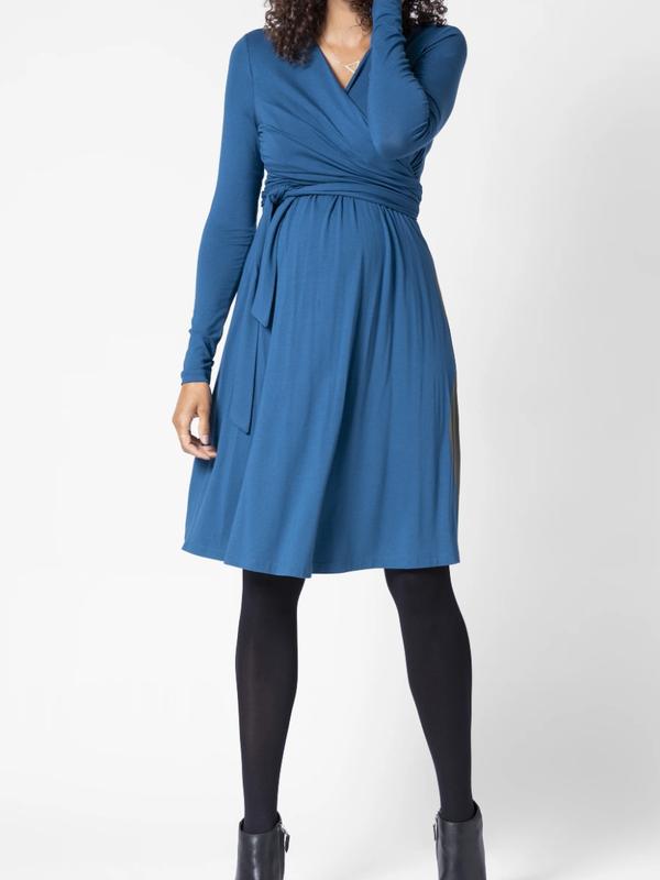 Isolde Maternity Wrap Dress in Teal