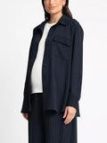 Livvy Pinstripe Maternity Button-Down in Navy White