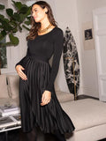 Celestina Pleated Midi Maternity Skirt in Black