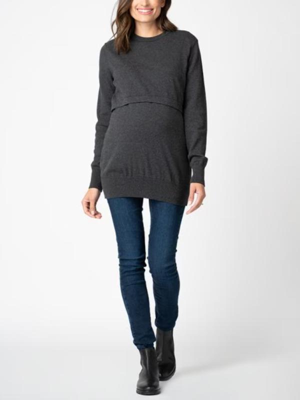 Elyn Maternity & Nursing Sweater in Charcoal