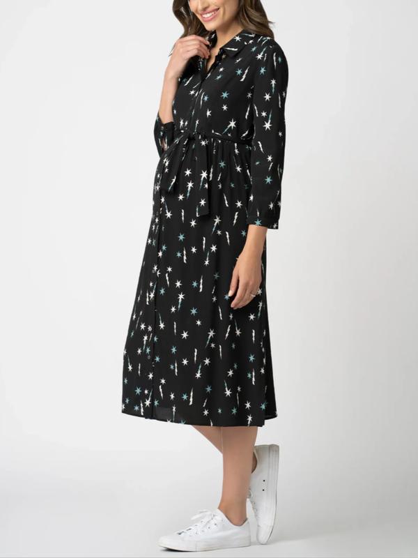 Ziggy Maternity Shirt Dress in Star Print