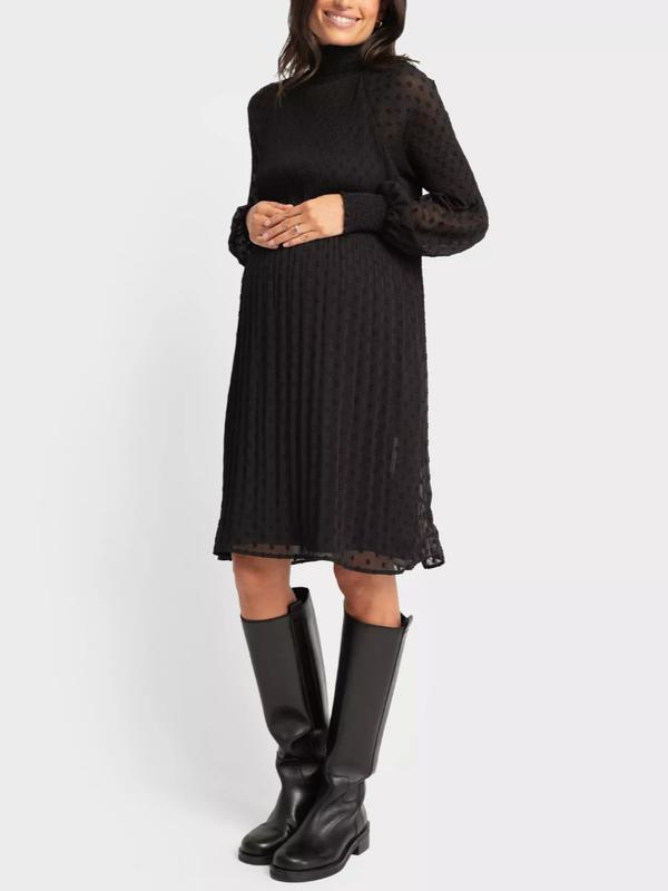 Raelynn Maternity Pleated Dress in Black