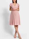 Sariah Flutter Sleeve Maternity Dress in Blush