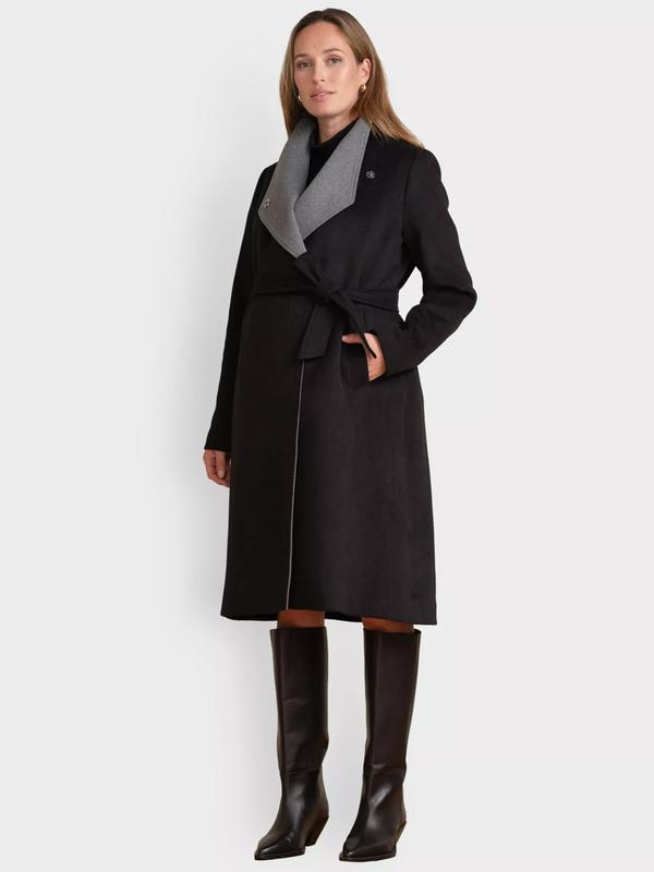 Sierra Wool-Blend Maternity Wrap Coap in Black