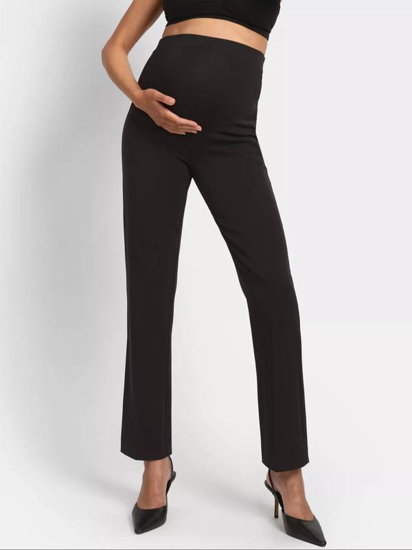 Stephania Straight Leg Maternity Trouser, Inseam in Black