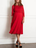 Sinatra Lace Maternity & Nursing Dress in Red