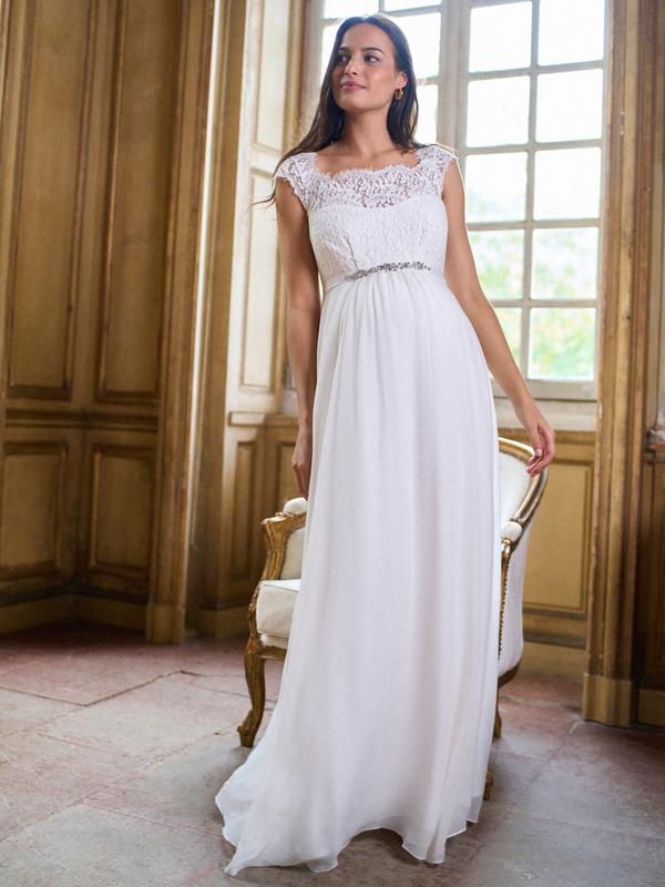 Angelika 2 Silk Lace Bodice Maternity Wedding Gown in Ivory