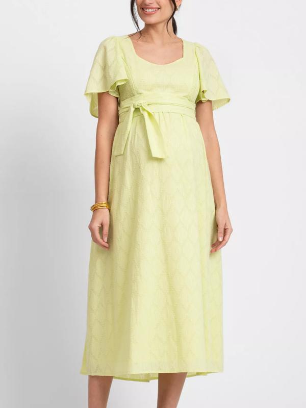 Maia Cotton Broderie Maternity & Nursing Dress in Lime