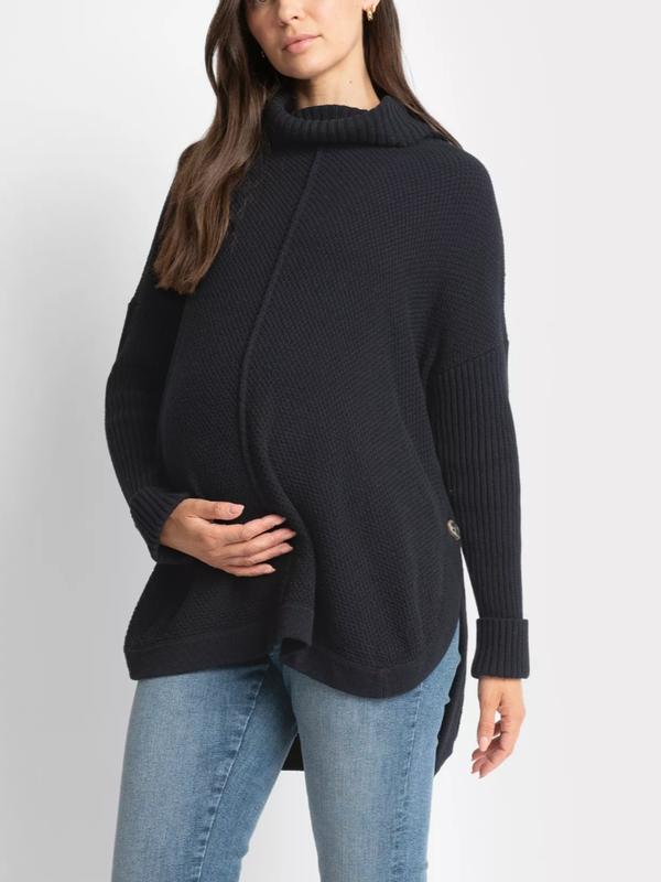 Bertram Roll Neck Maternity Sweater in Navy