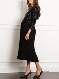 Halima Pleated Maternity Dress in Black Sparkle