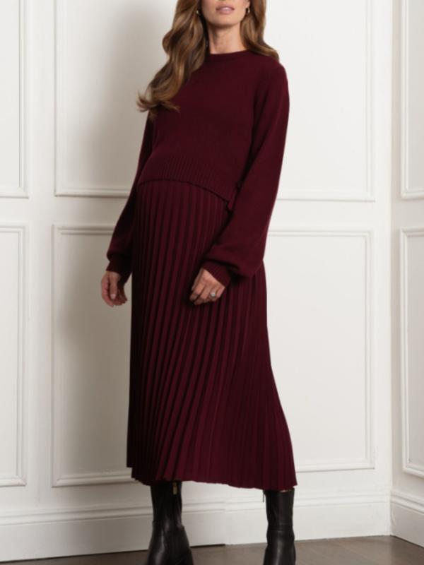Alayan 2-in1 Maternity Sweater and Dress Set in Wine