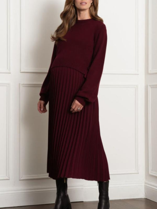 Alayan 2-in1 Maternity Sweater and Dress Set in Wine