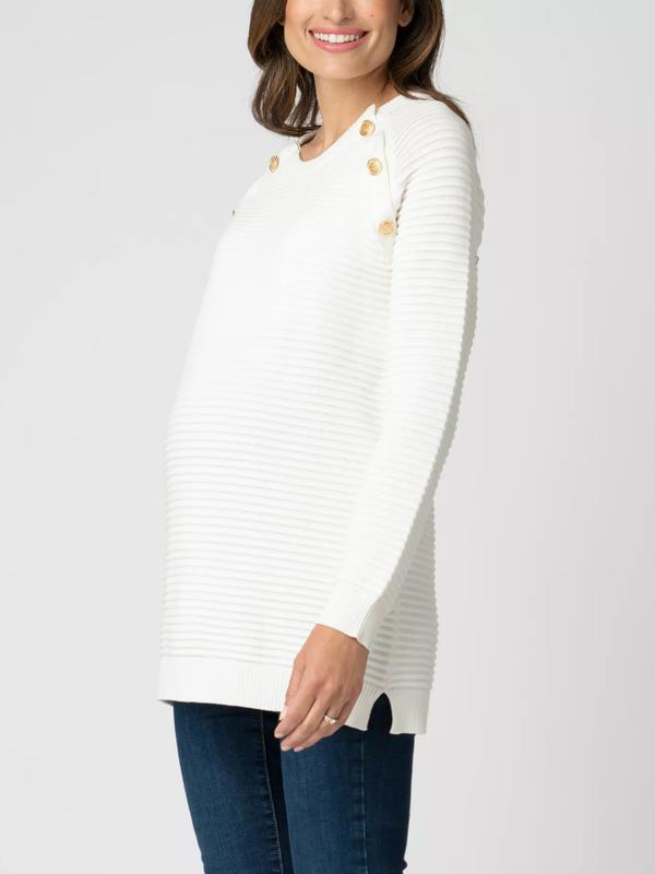 Amalia Ripple Stitch Nursing Sweater in Cream