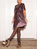 Bambi Sequin Maternity Shift Dress in Pink