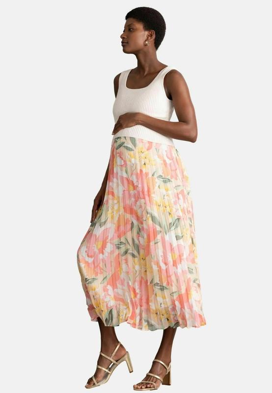 Arabella Knit Top with Pleat Skirt Nursing Dress in Floral Print