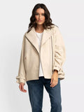 Denzel Relaxed Faux Leather Maternity Biker Jacket in Ecru