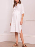 Elina Maternity Shirt Dress in White