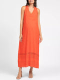 Lindsey Reversible Halter Maternity Dress in Red