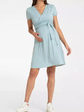 Patsy Maternity & Nursing Wrap Dress in Sage / White