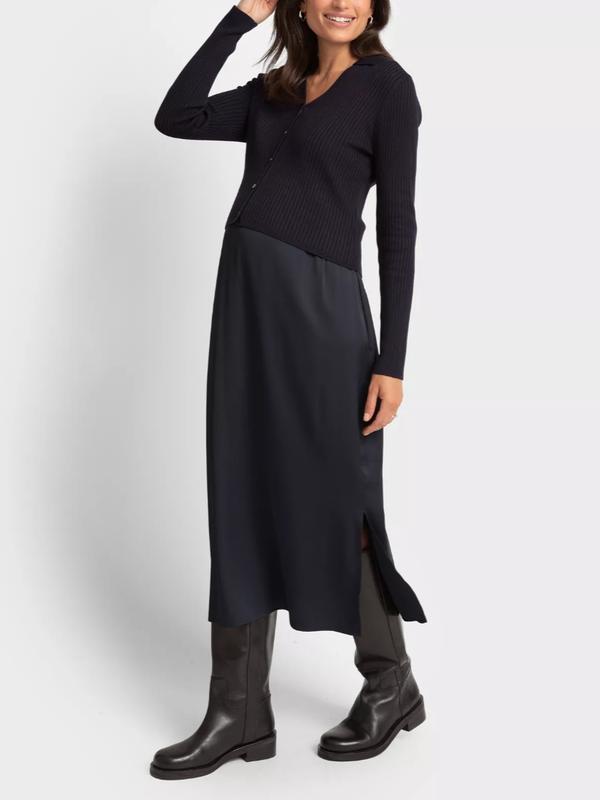 Roma 2-in-1 Cardigan Maternity Dress in Navy