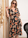 Bessina Plus Maternity Wrap Dress in Black Print