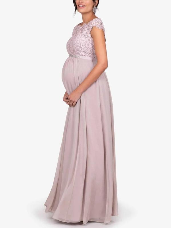 Angelika 2 Silk Lace Bodice Maternity Wedding Gown in Blush