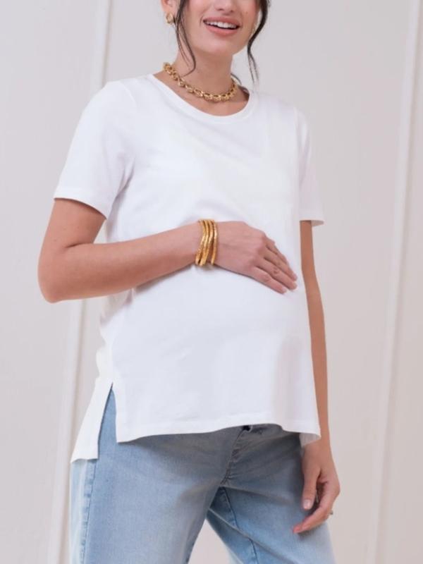 Everly Short Sleeve Maternity T-Shirt in White