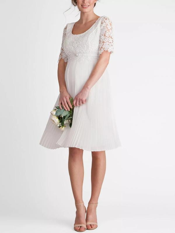 Dani Lace Overlay Belted Maternity and Nursing Dress in Ivory