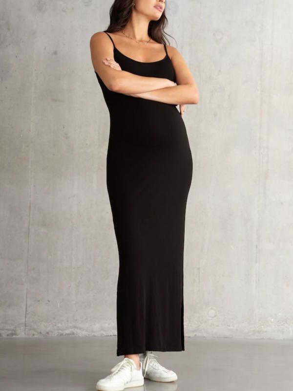 Timmi Ribbed Maternity Dress in Black