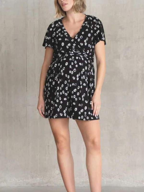 Easton Daisy Maternity Romper in Daisy Print