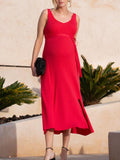 Keverne Fit & Flare Maternity Belted Dress in Raspberry