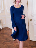 Yoko Square Neck Maternity Dress in Blue