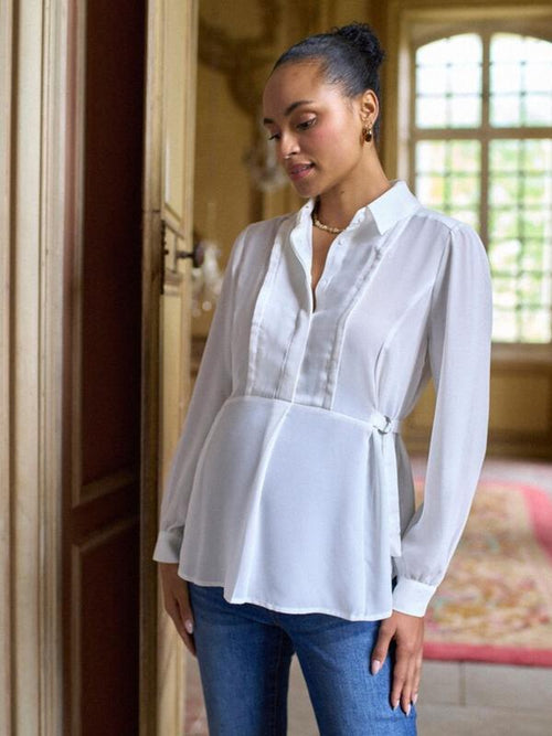 Aayan Maternity and Nursing Adjustable Waist Blouse in Ivory