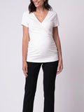 Ines Maternity Mock Wrap Top in Ivory