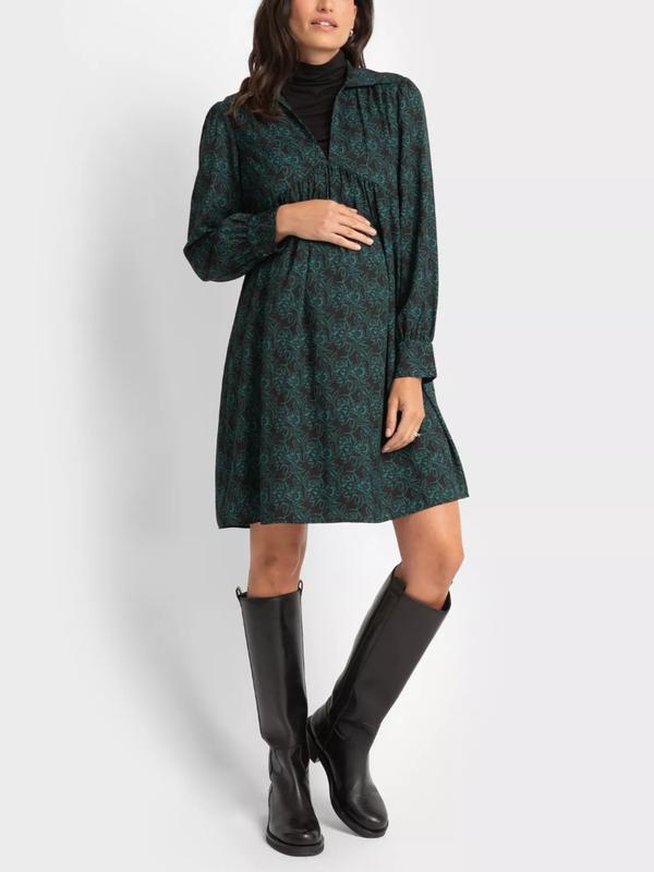 Alfie Tunic Maternity Dress in Green Print