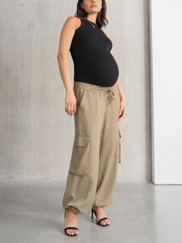 Cian Maternity Cargo Pants in Khaki