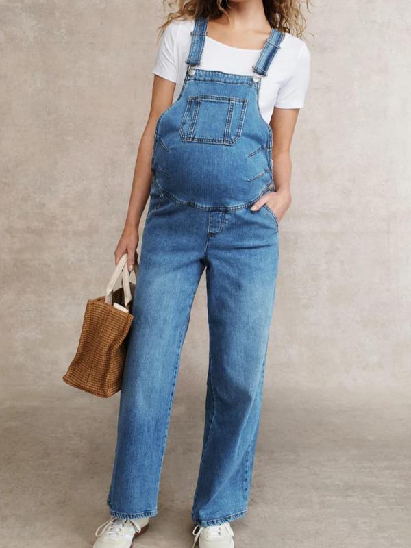 Madrid Wide Leg Maternity Overalls in Light Blue