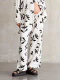 Anthea Maternity Wide-Leg Pant in Ecru / Black