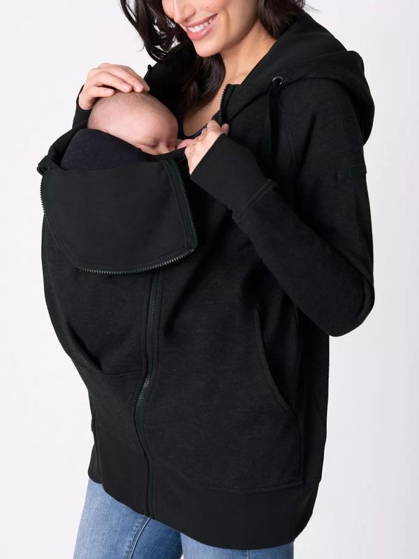 Connor 3-in-1 Maternity and Babywearing Zip-Up Hoodie in Black