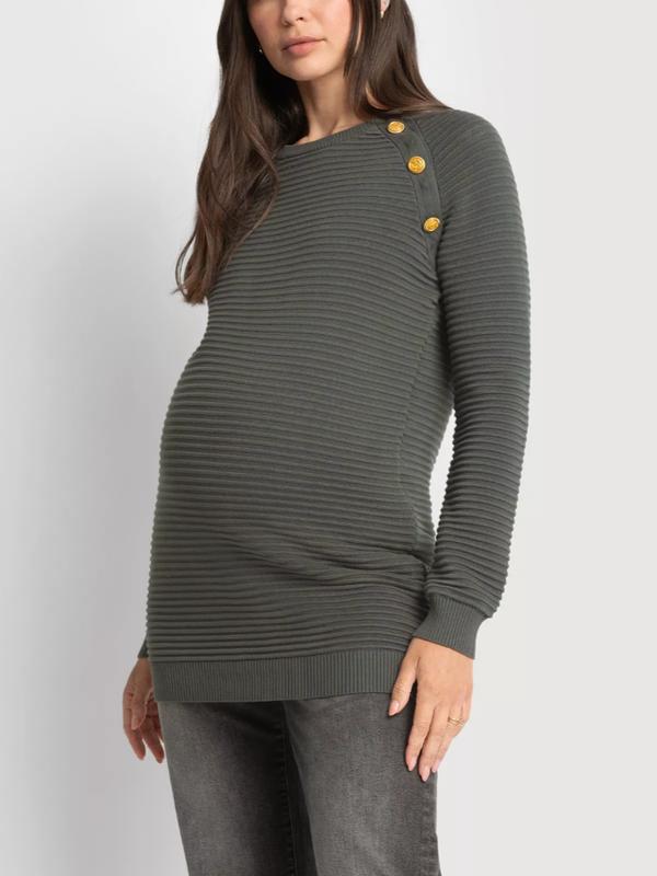 Amalia Ripple Stitch Nursing Sweater in Khaki