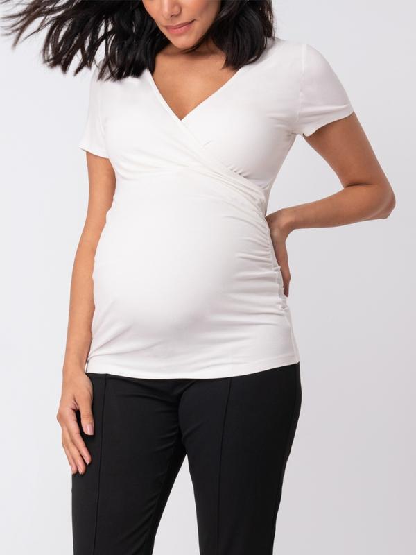 Marnea Mock Wrap Maternity Top in Cream