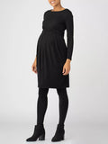 Peachey Long Sleeve Maternity & Nursing Dress in Black